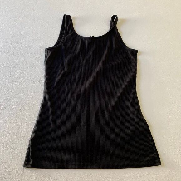 Athleta Black Ribbed Scoop Neck Tank Top Women’s M - Picture 2 of 7